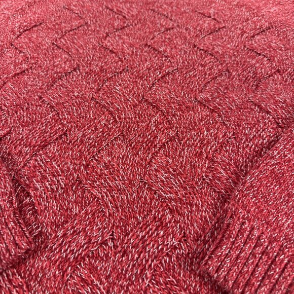 Lands' End Drifter Sweater Cable Cross Hatch Knit Womens Large 14-16 Red & White - Picture 3 of 9